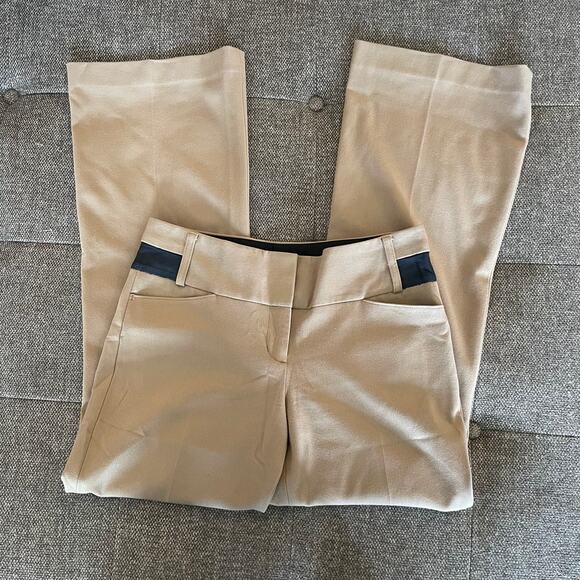 Express Editor slacks pants size 28 wide leg tan Safari Camel black stripe waist - Picture 1 of 16